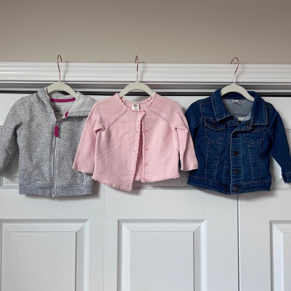 Baby Gap‎ Cat & Jack Cardigan Denim Jacket Fleece Zip Up Bundle 12M